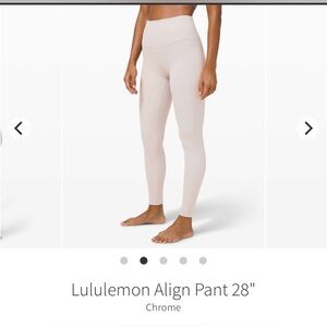 Lululemon Athletica Align Pant 28" in Chrome- size 4